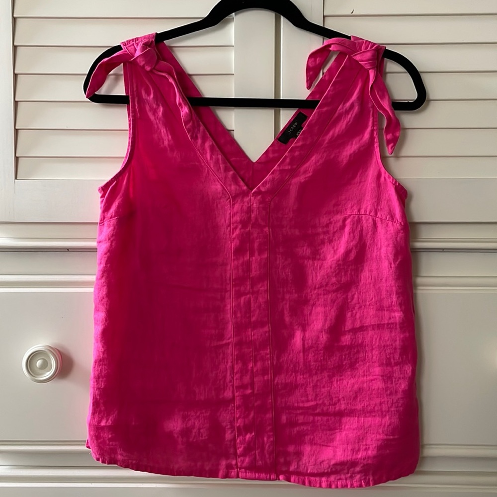 NWOT J. Crew Tie Shoulder Linen Top, size XXS